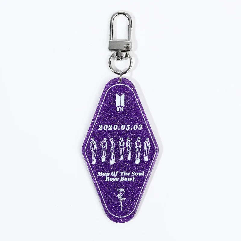Overlook Acrylic Glitter Transparent Hotel Keychain Keyring for Bag Charm Accessories Room KeyTag Marble Plastic Motel Keychain