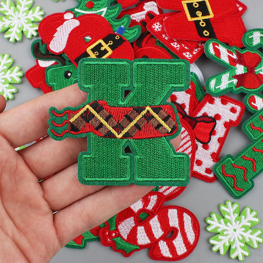Quick Delivery New Iron on Christmas Theme Letter Patches for Decoration