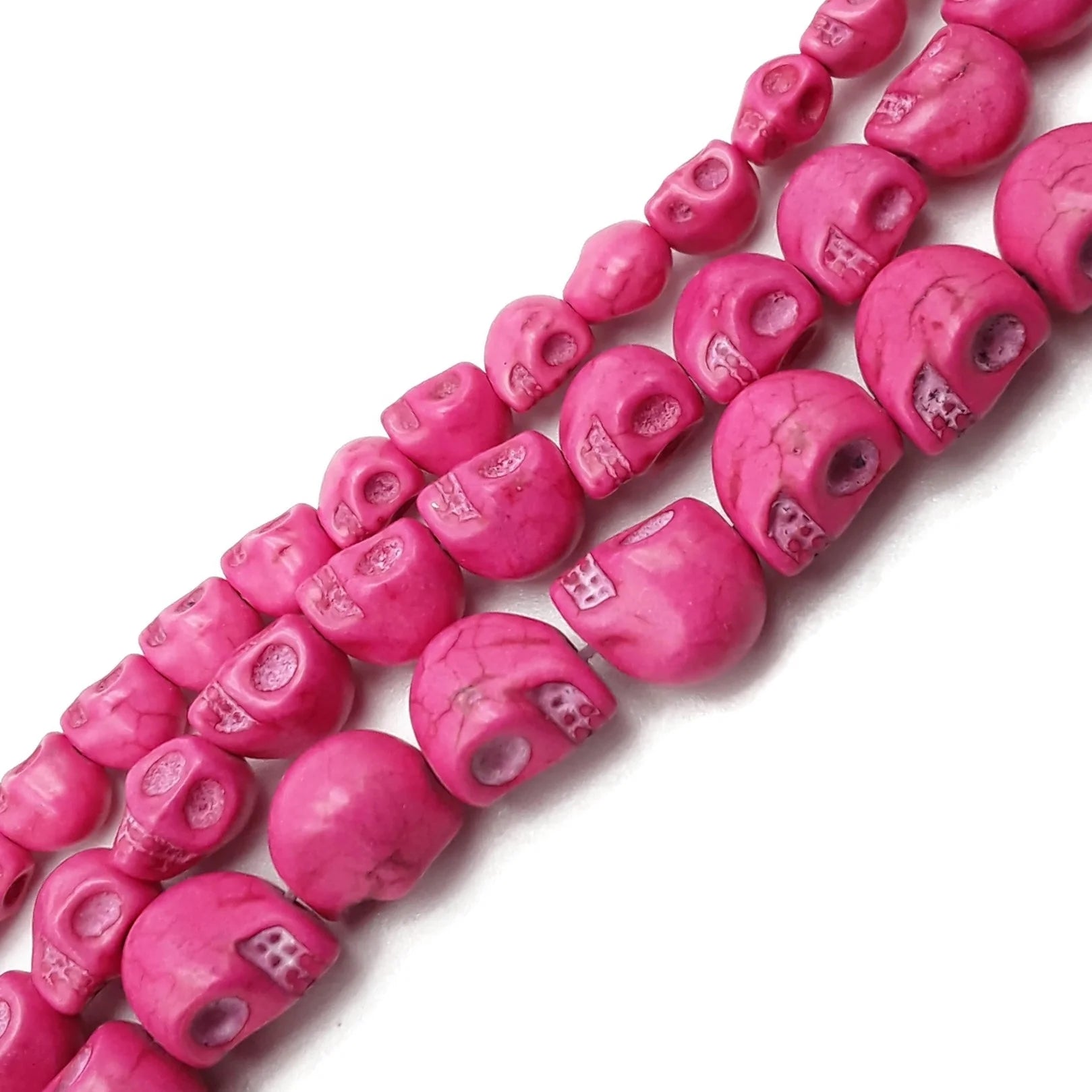 Kelingna Pink Multi Color Magnesite Turquoise Howlite Skull Gemstone Loose Beads GIC Certified for Jewelry Making
