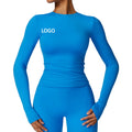Women Running Tracksuit Long Sleeve Sports Shirt Gym Fitness Clothes Workout Crop Tops for Women