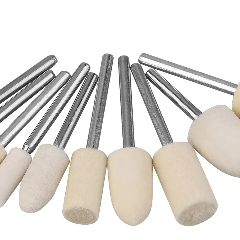 High Hardness 1/4 Inch 6 mm Felt Burrs Wool Felt Bobs Polishing Grinding Cylinder with 1/8 Inch Shank Customizable OEM Supported