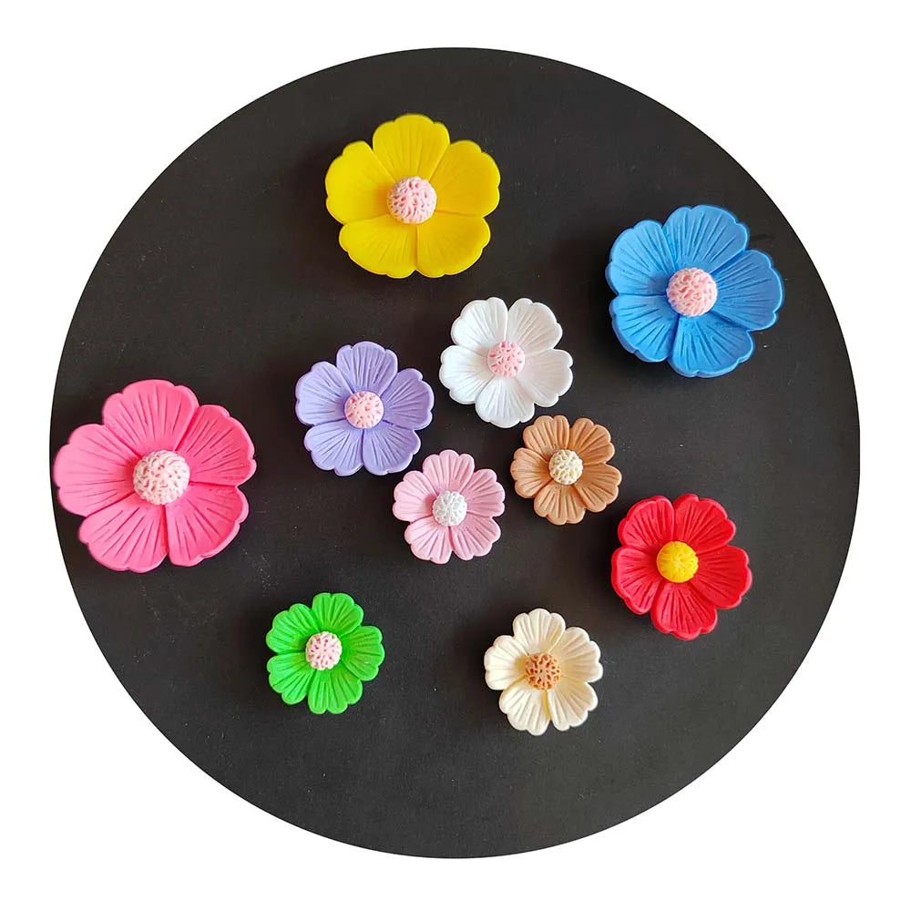 Hot Selling 100Pcs/Lot Assorted Colored Daisy Flower Slime Charms Resin Flatback Cabochon for Jewelry Making Scrapbooking Decor