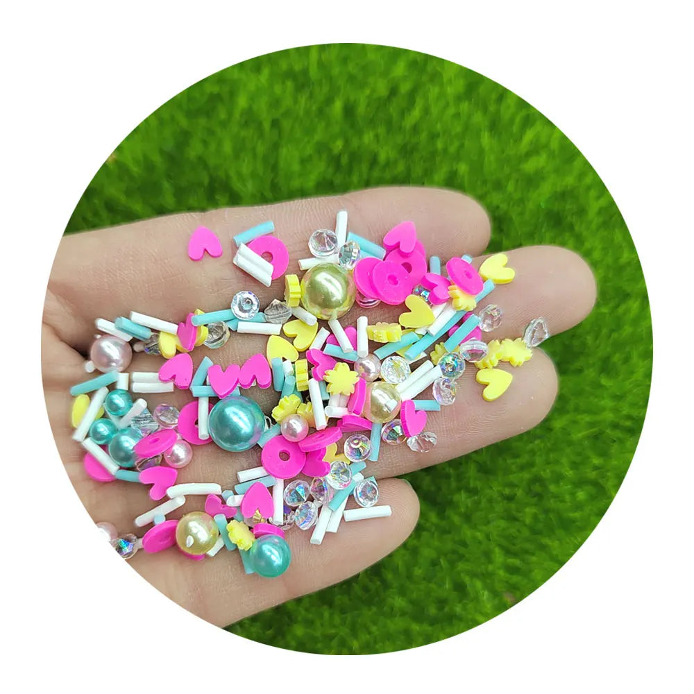 500g Mixed Easter  Rabbit Slices Mixed Small Beads Polymer Hot Clay Heart Sprinkles for Slimes Filling DIY Nail Art Craft