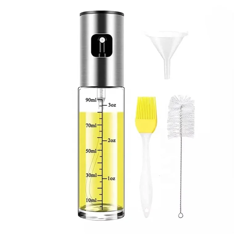 Hot Selling Stainless Steel Glass 100ml Eco-Friendly Olive Oil Spray Bottle Refillable for Cooking and Camping BBQ Kitchen