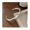 Luxury Popular Jewelry 925 Sterling Silver Irregular Chunky Open Cuff Bangles for Women