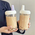 Kawaii Boba Glass Water Bottle Cute Coffee Bubble Tea Milk Cups With Straw