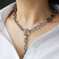 Shiny Trendy Sliver and Gold Necklace Bracelet Set for Unique Valentines Day Custom Gifts Jewelry Set for Women Man Necklace Set