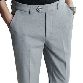 Men Business Suit Pants Formal Office Gentleman Suit Long Trousers Stretch Slim Straight Solid Color Casual Pants