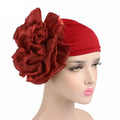 Wholesale Custom Logo Muslim 3D Flower Turban Grande Fascinate Girls Hijab Head Hat Turban Big Flower Turban Cap for Women