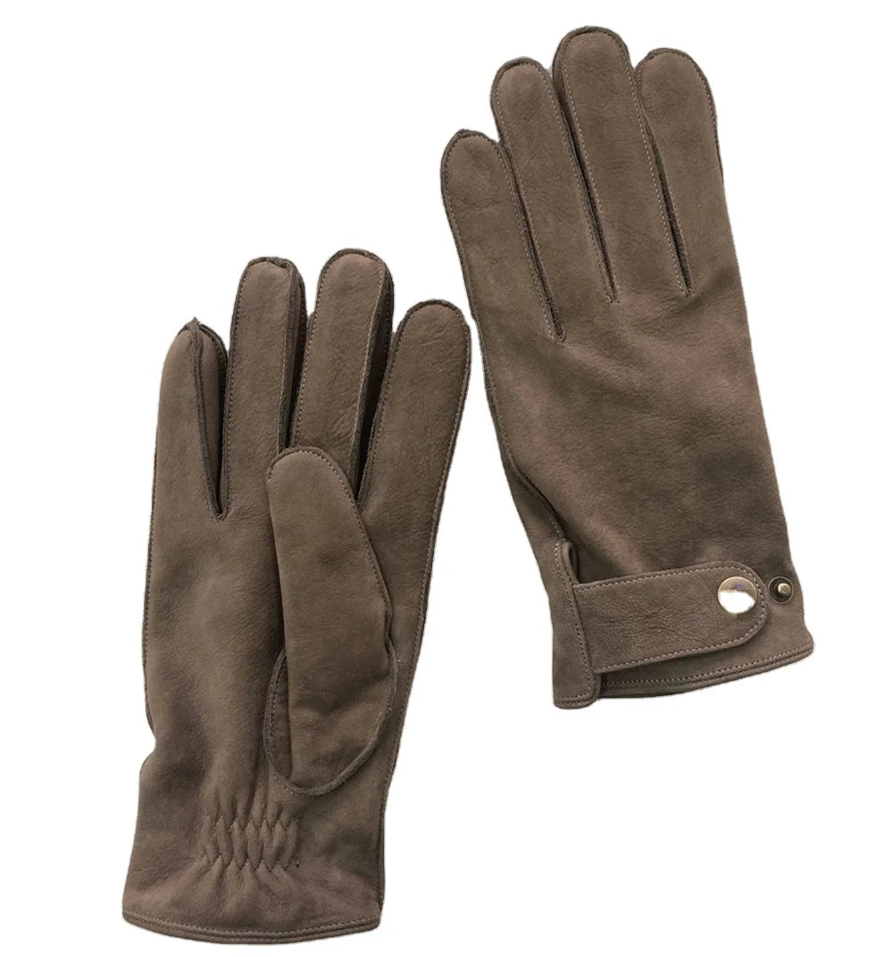 Sample Support 2026 Unisex Brown Nubuck Leather Hunting Gloves Customized Four Seasons Unlined Winter Sports Gloves