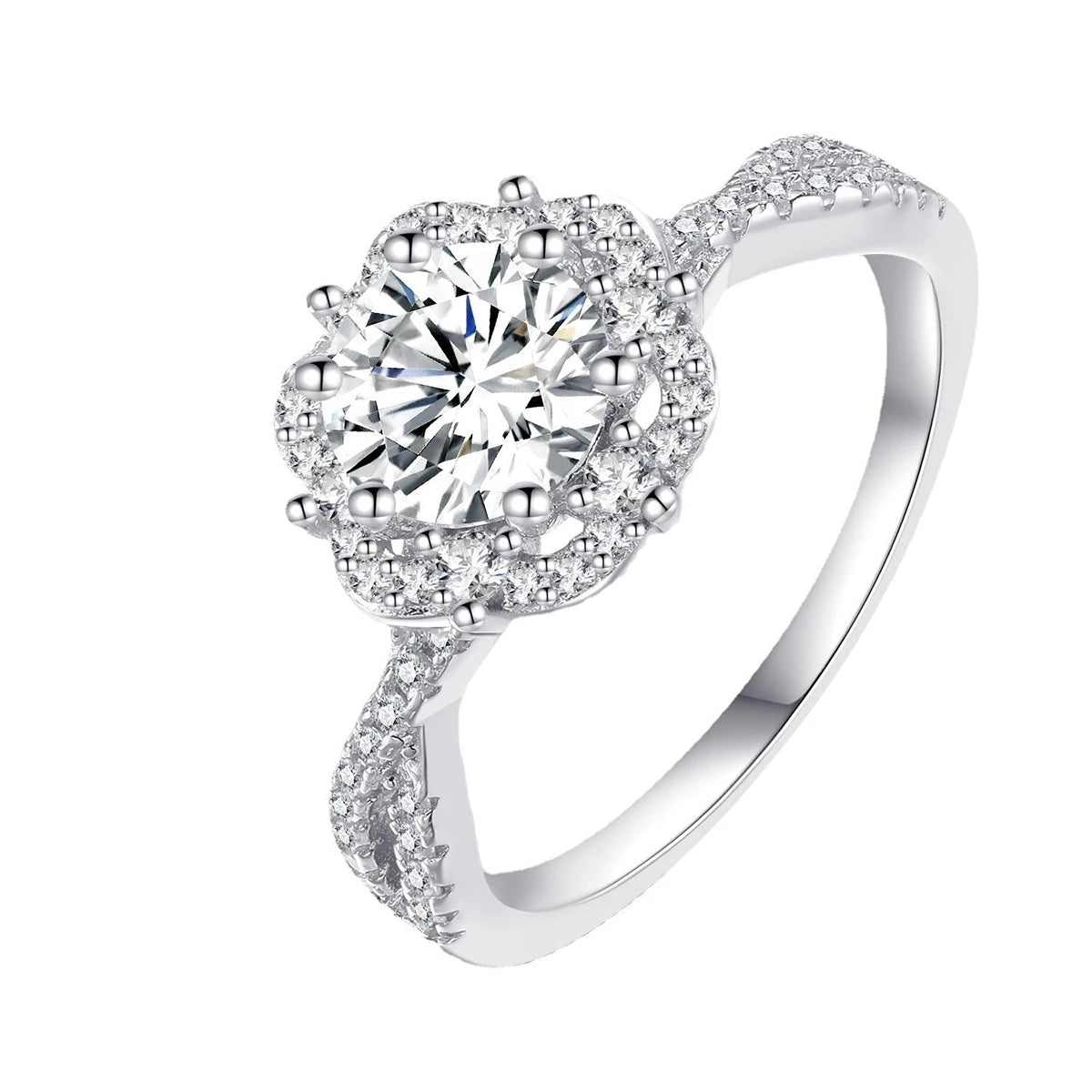 Luxury Fine Wedding Ring GRA  1 Ct Carat Hollow Out 6 Claws Moissanite 925 Sterling Silver Jewelry Women Ring Wholesale