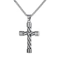 Hip Hop Jewelry Accessories for Men Personality Vintage Twist-shaped Cross Pendant Necklace Silver Steel