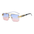 Sunway Eyewear New Half Frame Diamond Cut Sun Glasses Fashion Trendy Men's Gold Square Sunglasses for Men