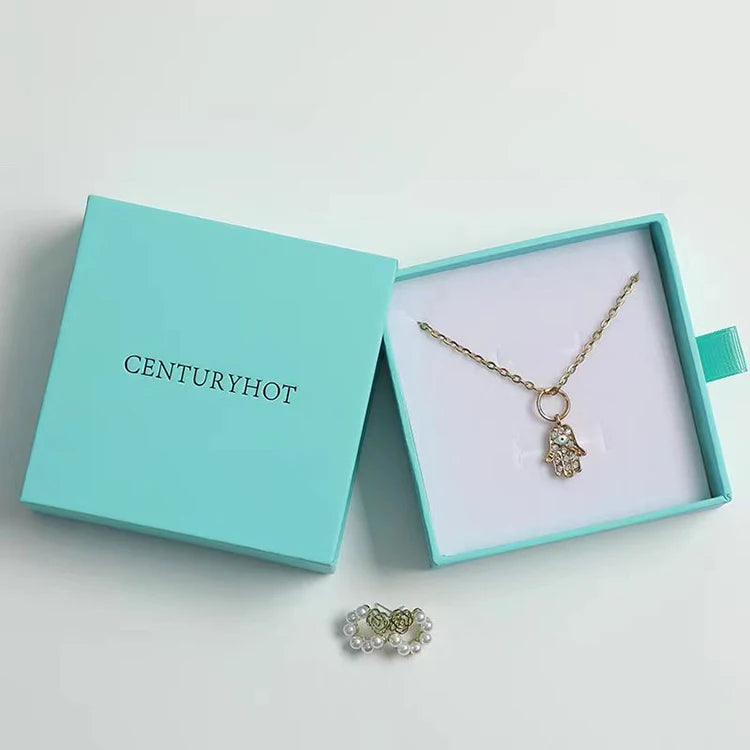 Custom Logo Luxury Jewelry Box for Earrings and Necklace Embossed Printing Handling Watch Sponge Liner Type Packaging
