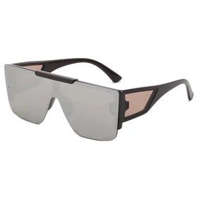 Fashion Men Women Flat Top Hd Lens One-Piece Square Uv Blocking Sunglasses With Side Shield Retro Big Sunglasses Rimless