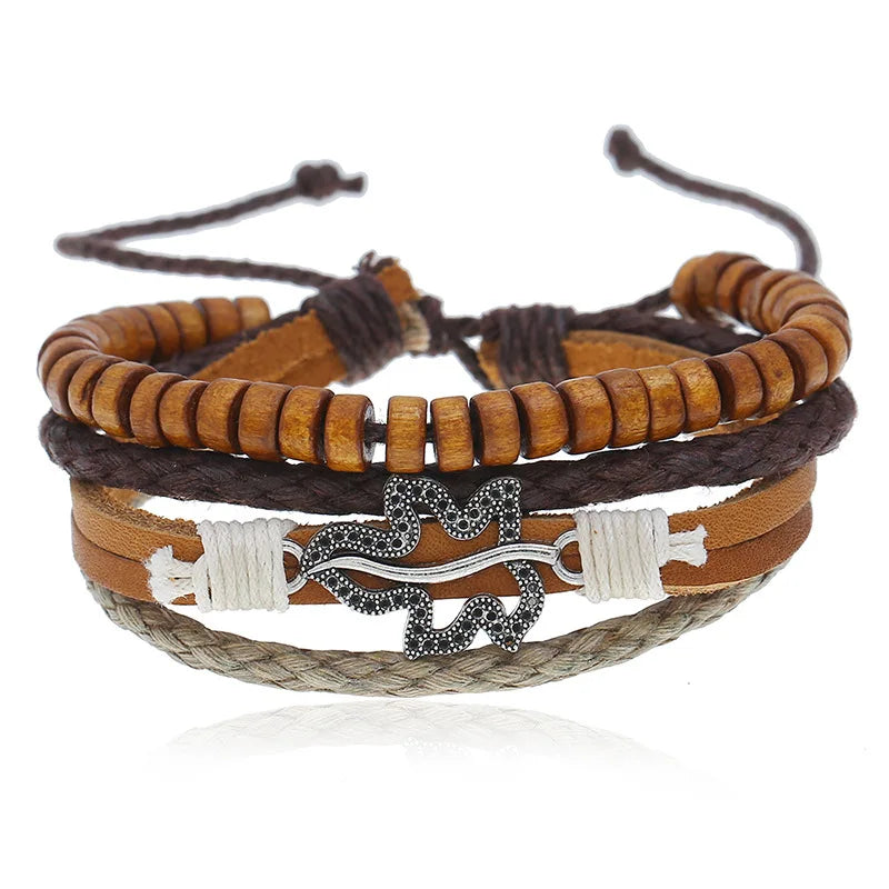 Wholesale Vintage Leaf Pendant Charm Bracelet for Men and Women Trendy Fashion Jewelry with Personality