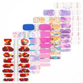 Lovely Nail Art Stickers With Rhinestones Hearts/Flowers Collection of Decals Finger Full Cover Fingernail Wraps MegaBDM