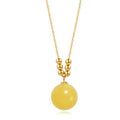 Wholesale  Au750 Simple Design 18k Genuine Gold Amber Beads Necklace