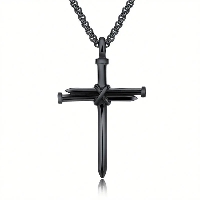 Popular Models in Europe  America  Cross Pendant Necklace Gold Plated Stainless Steel Necklace for Gift