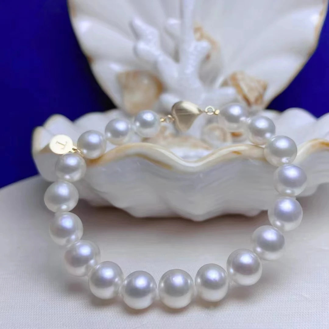 SGARIT Jewelry 925 Sterling Silver 8-9mm Natural Fresh Water Pearl Bracelet Jewellery Hot Sale Bangle for Ladys Daily