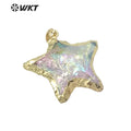 WT-P1563 Amazing Gold Electroplated Angel Raw Crystal Quartz Star Pendant Women Fashion Natural Aura Quartz Stone Pendants