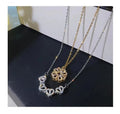 BINSHUO Women's Wholesale Custom Brass Jewelry Magnetic Folding Heart Shaped Four Leaf Clover Zircon Pendant Openable Necklace