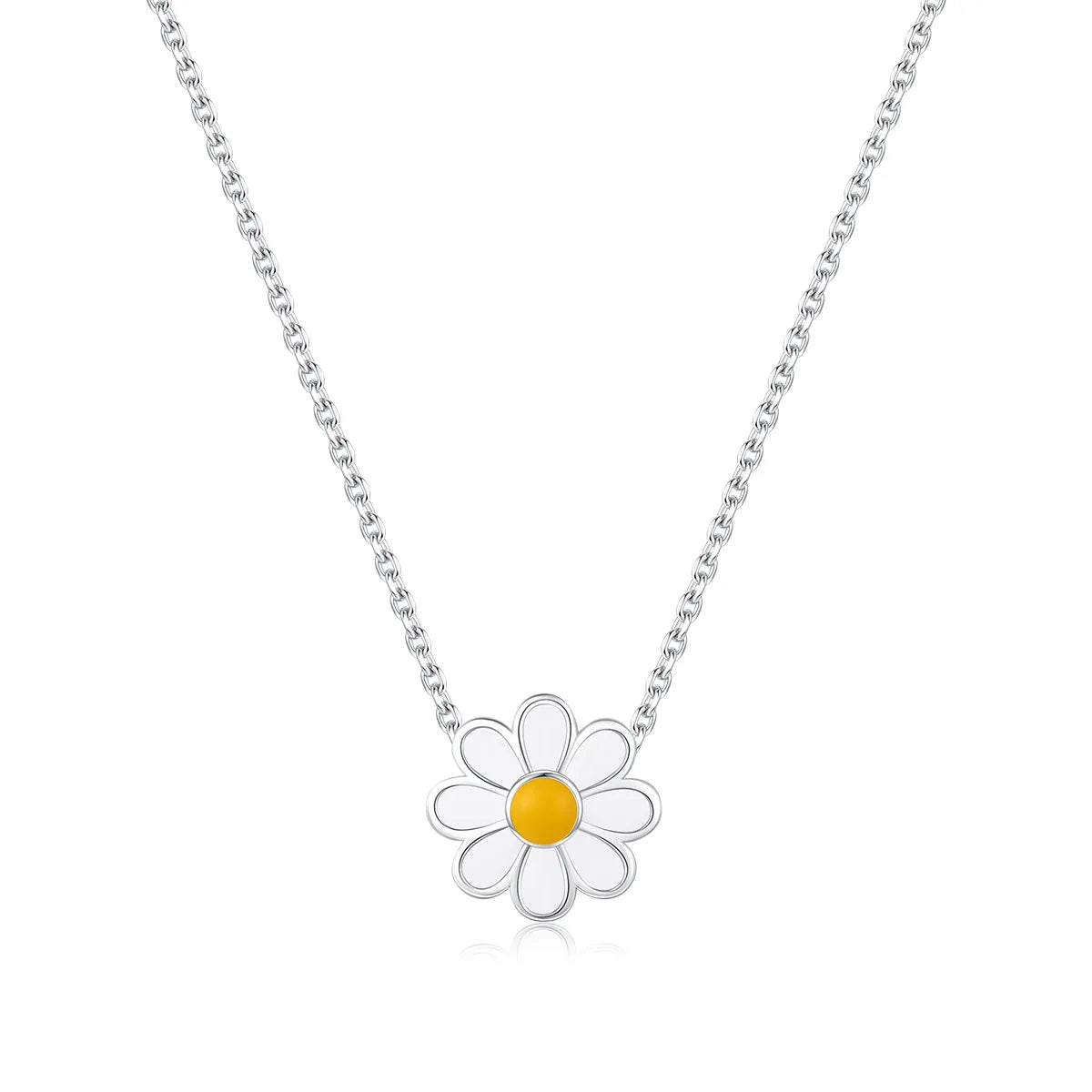 925 Sterling Silver Simple Sweet White Daisy Pendant Necklace Factory Wholesale Jewelry