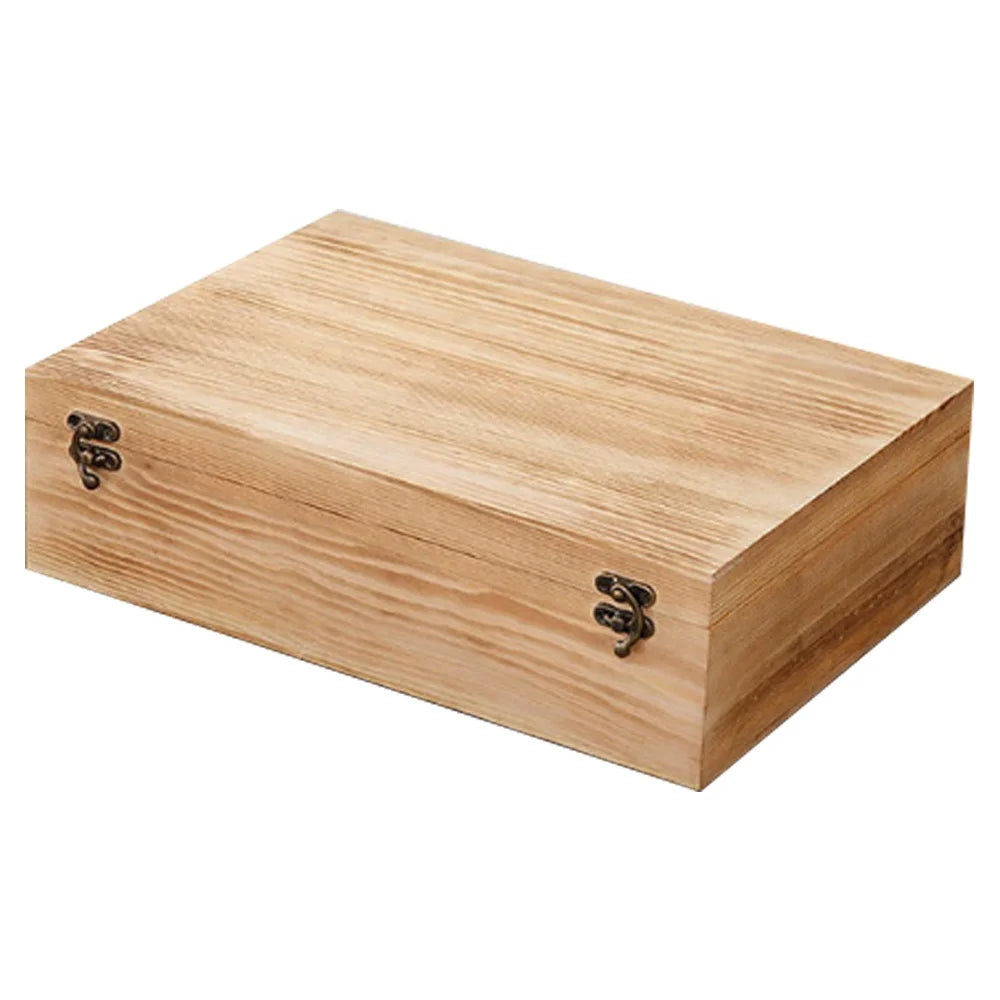 Large Pine  Wood  Bag  Keepsake Storage  Box  Rectangle Hinged Gift  Box for  Stash Storage and Display Box
