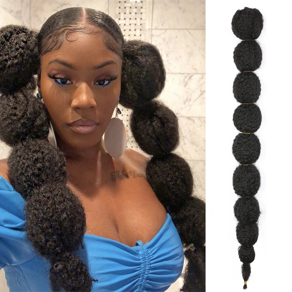Wholesale 20inch 22 Inch Lantern Bubble Kinky Straight Marley Braids Drawstring Synthetic Hair Ponytail for Black Women