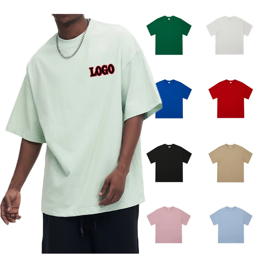 Wholesale Custom Heavyweight Plain Blank T-Shirts Men White Vintage 100%Cotton Tshirts Oversize Brands T Shirt Man