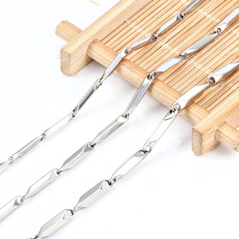 Hot Sale Fashion Stainless Steel Necklace Men and Women Melon Seed Chain Bamboo Chain Jewelry Making Accessories