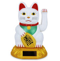 7 Inches 12.8*12.3*18.5cm Golden White Solar Plastic Waving Hand Lucky Cat Maneki Neko for Business Car  Home Decoration New