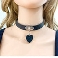 Personality Love Heart Short Section Choker Necklace Gothic Punk Jewelry Harajuku Costume Anime Popular PU Leather Jewelry