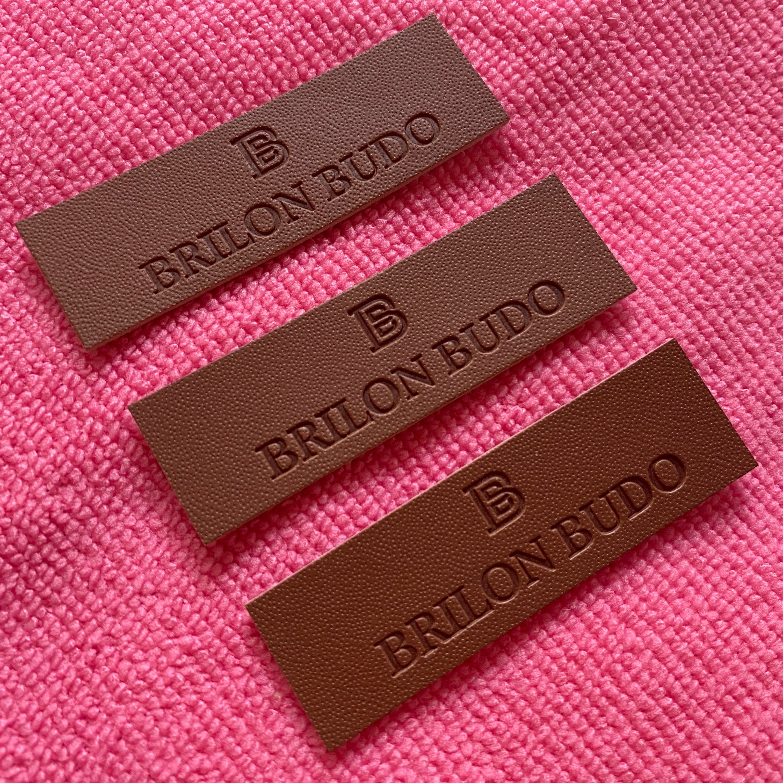 Cheap Price Heat Press logo Imitation Leather Patchdebossed logo Brown Fake Leather Label for Coats