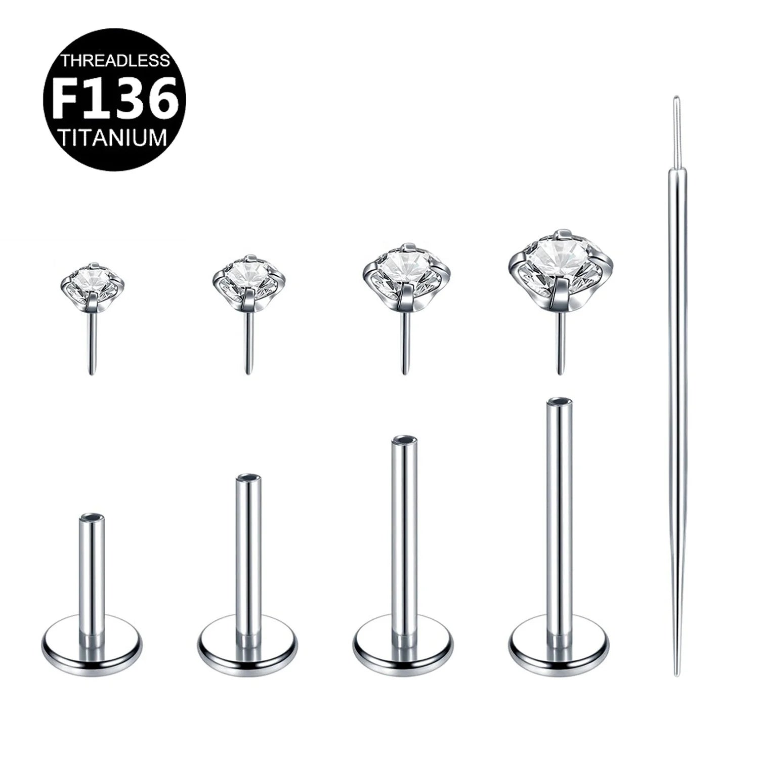 Gaby Flat Back Earring G23 Titanium De Titanio Threadless Tragus Labret Cartilage Lip Medusa Conch Piercing Jewelry for Women