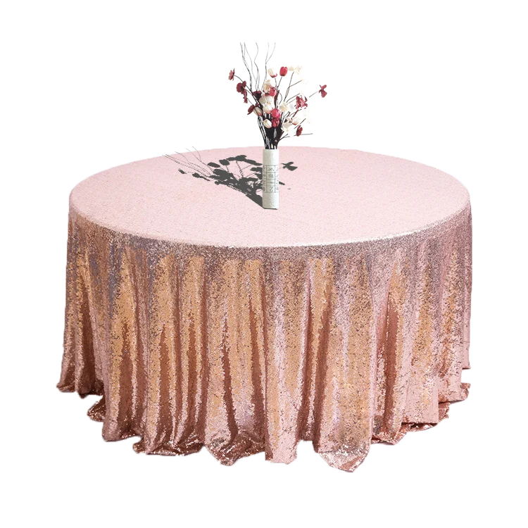 Royal Blue Glitter Table Cover 120 cm Rose Gold Round Sequin Table Cloth Tablecloth for Wedding Event Table