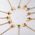 INS Popularity Fashion Women Jewelry Golden Twelve Constellations Necklace Stainless Steel Lucky Birthstone Birthday Necklace