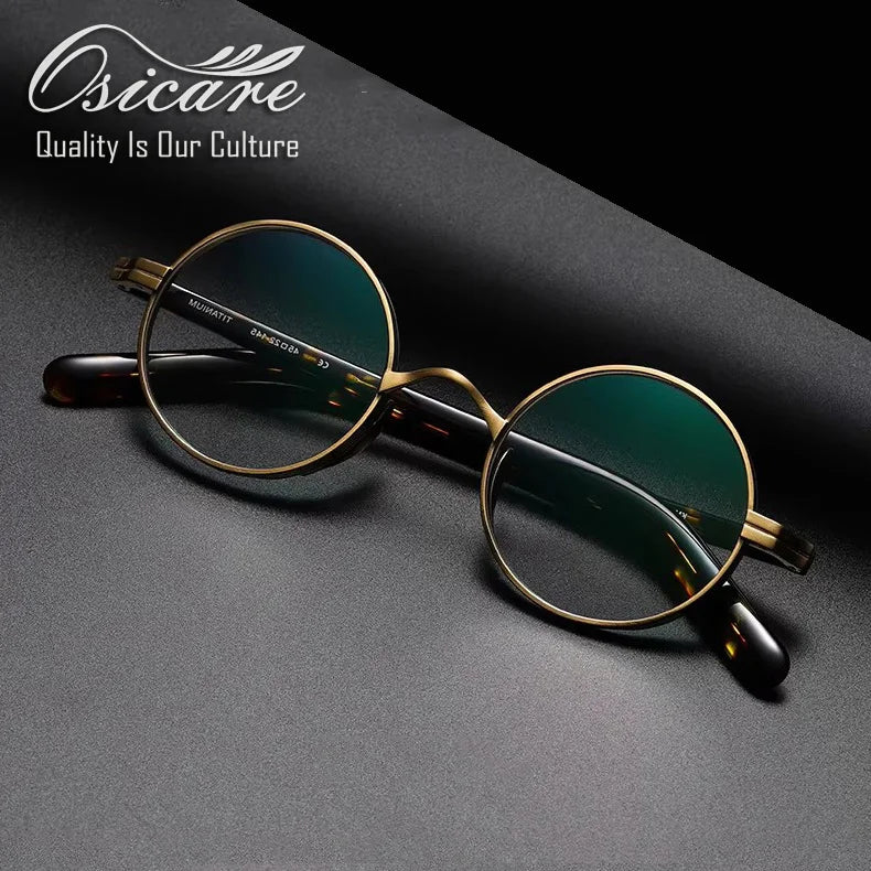 High Quality Retro Vintage Classic Specs Designer Round Eyeglasses Spectacles Titanium Glasses Optical Frame Eye Wear for Men