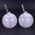 Sports Theme Party Supplies 4 Inch White Translucent Cups With Straws 20 OZ Plastic Baseball Shaped Drinking Cups