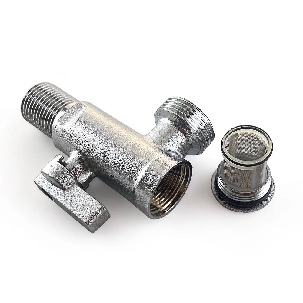 MCBKRPDIO Brass Angle Ball Valve 1/2"x 3/4" With Brass Handle for Hot and Cold Water Mixer Chrome Plated