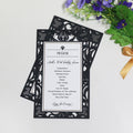 Black laser cut edge 50th birthday party or wedding party program card with custom design