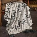 BLK Geometric Fringe Tassel 100% Cotton Knitted Throw Blanket for Home Sofa