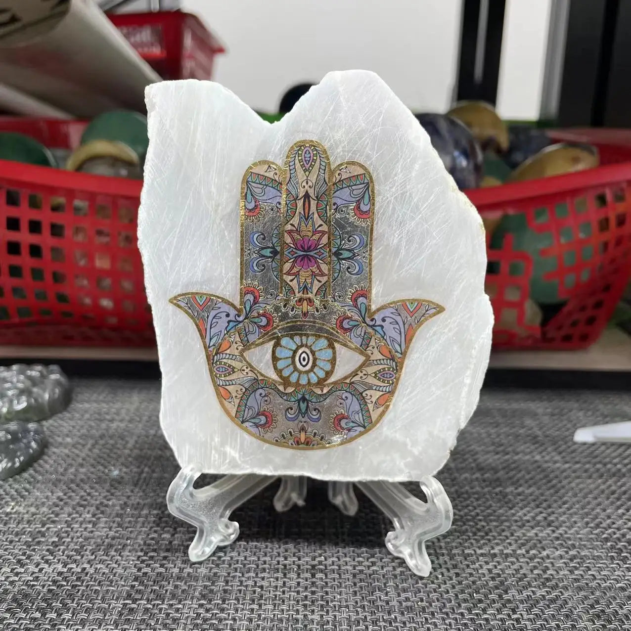 Wholesale Natural Selenite Quartz Healing Crystal Stones Raw Gemstone Slab with Fatima Hand Selenite Chakra for Fengshui