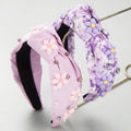 New Hand-sewn Rhinestone Pearl Headband Tie-dye Fabric Flower Accessories Decorative fairy Hair Accessories Wholesale