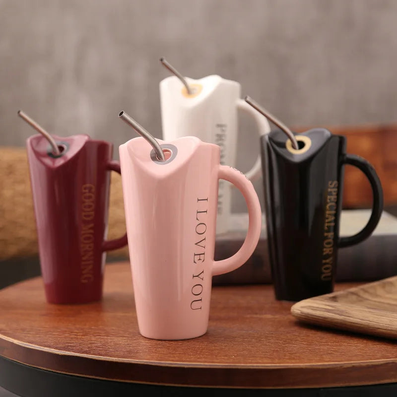 Factory Hot Sale Gold Glazed Luxury 480Ml Large Capacity Home Office Portable Pink Coffee Couple Mug Design Set