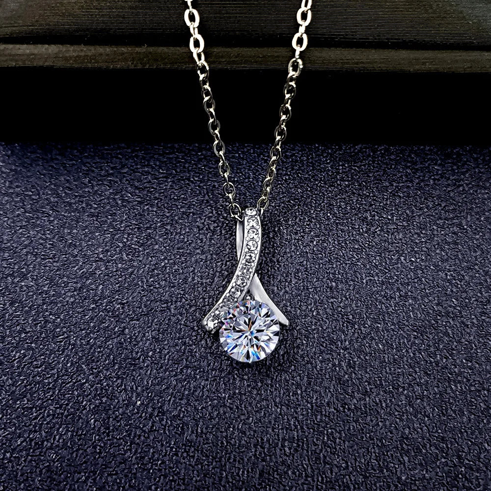 MECYLIFE Stainless Steel Shaped Mermaid Tail Cubic Zircon Necklace Pendant Jewelry Wedding Necklace Jewelry Bridal