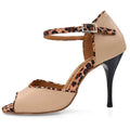 Evkoodance Professional Women's Tango/Latin/Flamenco/Salsa Dance Shoes 9CM Slim Heel Beige Genuine Leather Cotton Lining Outdoor