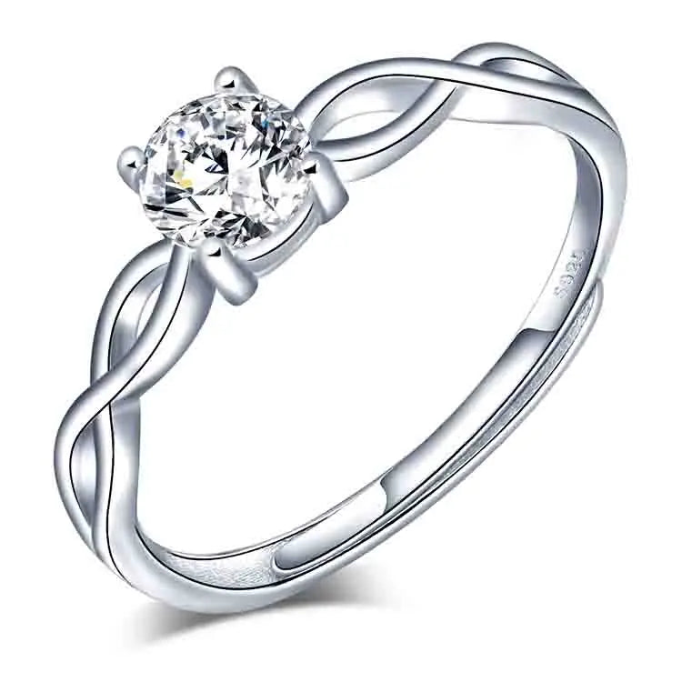 5925 Silver Ring CZ Diamond Wedding Rings Women Index Finger