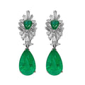 Luxury 925 Silver Jewellery Big Emerald Fusion Tear Drop Gems Baguette Around Wholesale Green Earrings Women