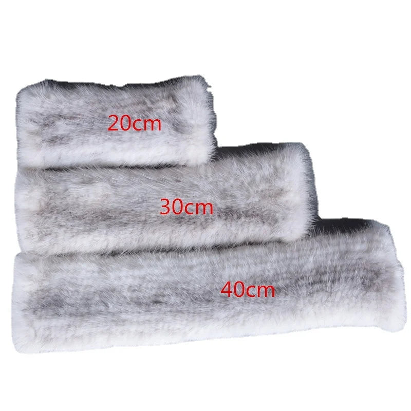 MWFur Mink Fur Gloves for Women Hand Knitted Mitts Elastic Fashion Winter Luxury Fur Fingerless Mittens